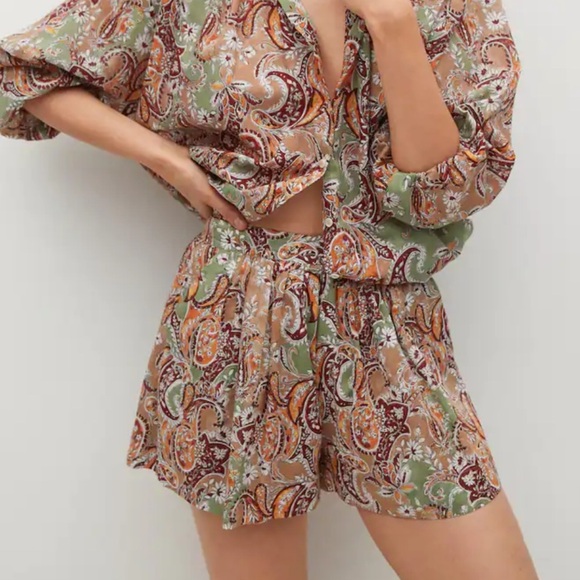 New MANGO Paisley Print Cotton Short Size Small - Picture 1 of 9